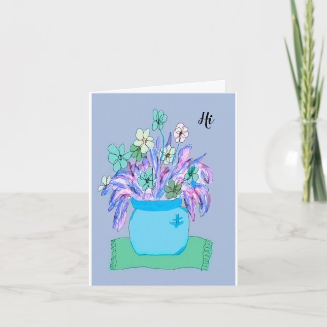 Blume in einer Blauen Vase und Hintergrund für Sen Karte (Vorderseite)