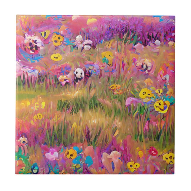 Blume in einer feldpsychedelischen Digitalkunst Fliese (Vorderseite)