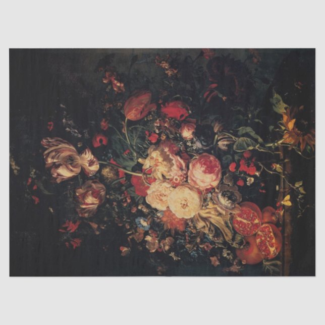 Blume in einer Glasvase mit Granatäpfeln, Ruysch Seidenpapier (Vorderseite)