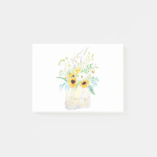 Blume in einer Tasche Aquarellmalerei Post-it Klebezettel