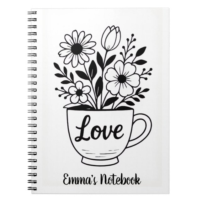 Blume in einer Teetasse Notizblock (Vorderseite)