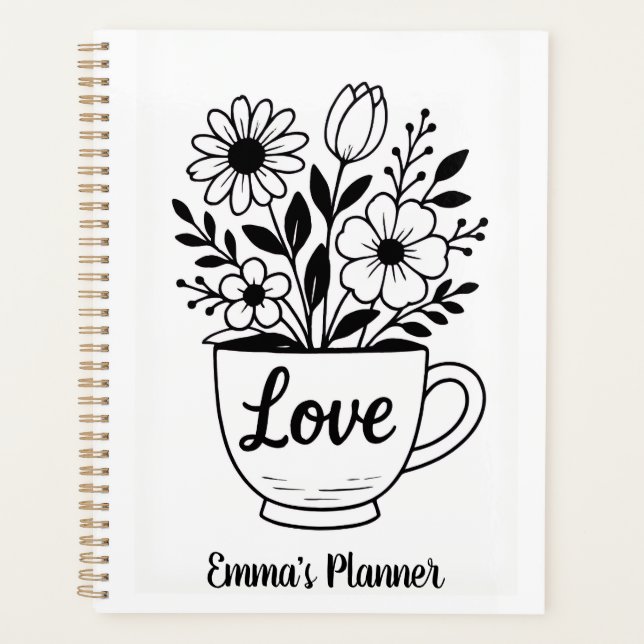 Blume in einer Teetasse Planer (Vorderseite)