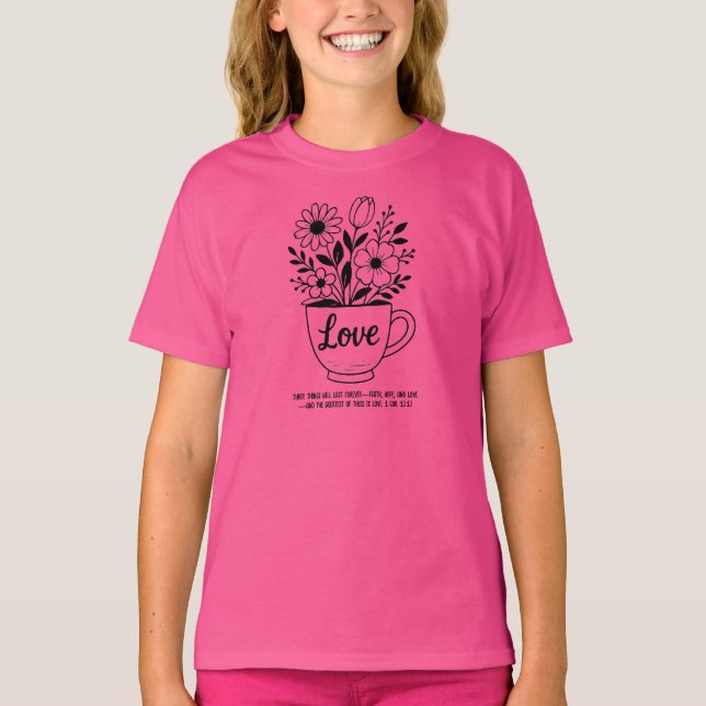 Blume in einer Teetasse Spaß machen T-Shirt (Vorderseite)