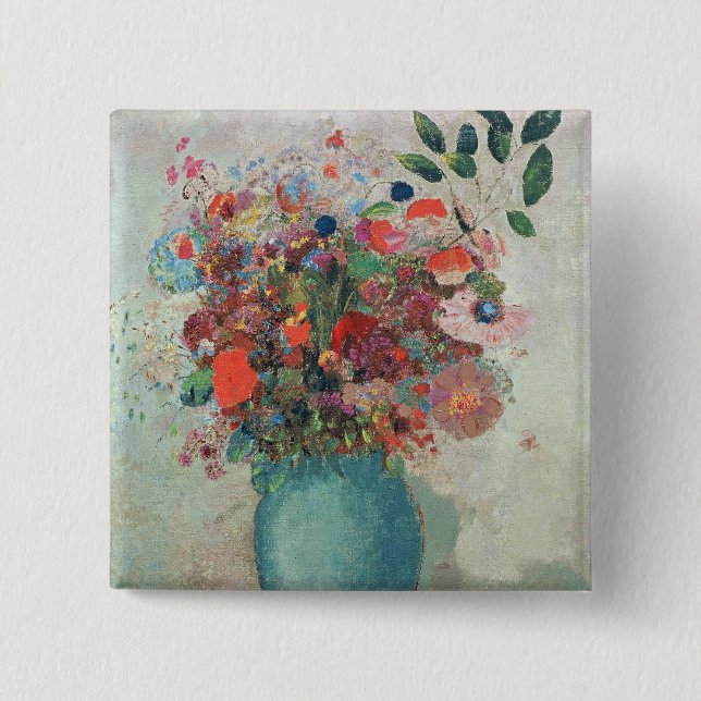 Blume in einer Türkisvase, c.1912 Button (Vorderseite)