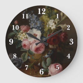 Blume in einer Vase auf einer Marmorkante Große Wanduhr
