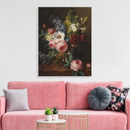 Blume in einer Vase auf einer Marmorkante Leinwanddruck