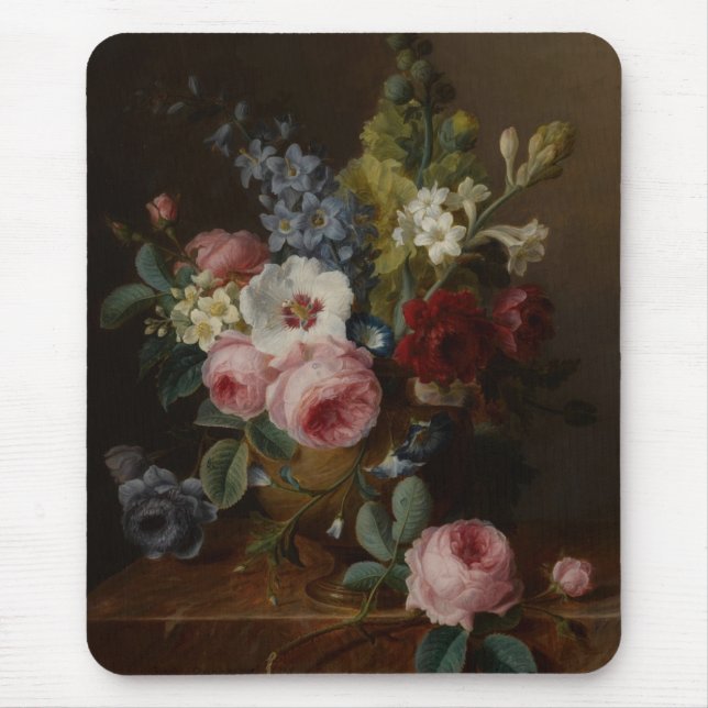 Blume in einer Vase auf einer Marmorkante Mousepad (Vorne)