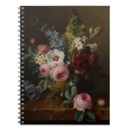 Blume in einer Vase auf einer Marmorkante Notizblock