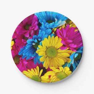 Blume in fluoreszierender Farbpapierplatte Pappteller