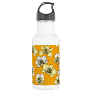 Blume in Gelb und Weiß Edelstahlflasche