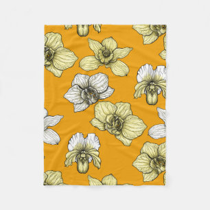 Blume in Gelb und Weiß Fleecedecke