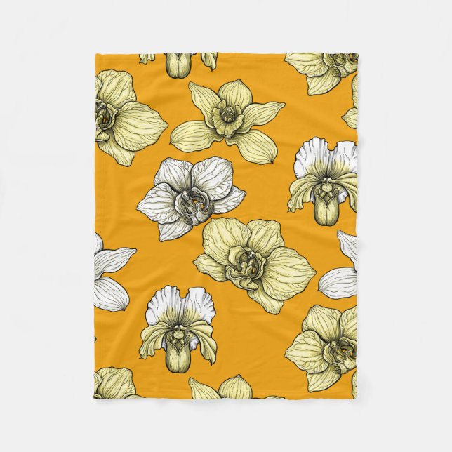 Blume in Gelb und Weiß Fleecedecke (Vorderseite)