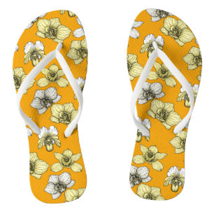 Blume in Gelb und Weiß Flip Flops