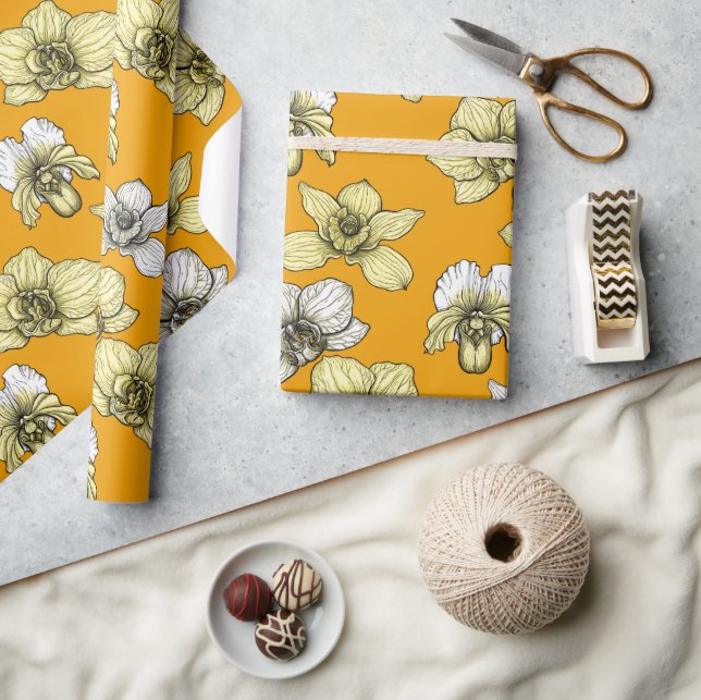 Blume in Gelb und Weiß Geschenkpapier (Basteln)