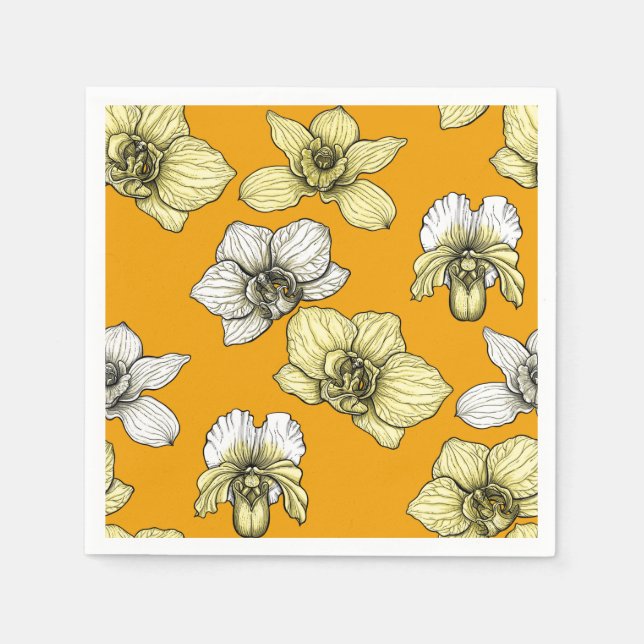 Blume in Gelb und Weiß Serviette (Vorderseite)