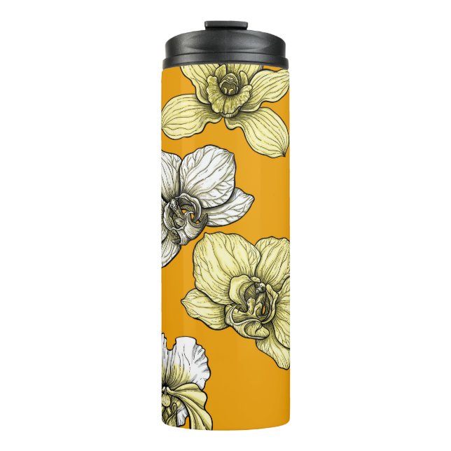 Blume in Gelb und Weiß Thermosbecher (Vorderseite)
