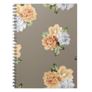 Blume in Grau und Creme mit Blätter Notizblock