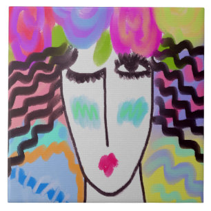 Blume in ihrem Haar Abstrakte digitale Malerei Fliese