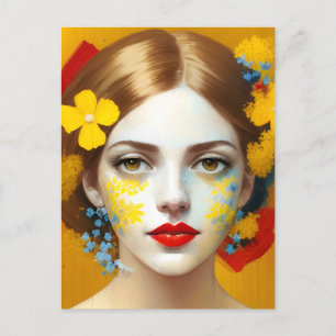 Blume in ihrem Haar Postkarte