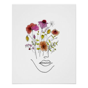 Blume in ihrer Aquarellbilder Poster