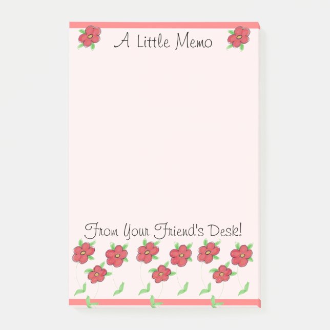 Blume in Korallen Post-it Klebezettel (Vorderseite)