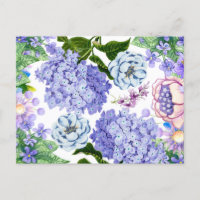 Blume in Lila Wasserfarbe, Rosa und Blauer Garten