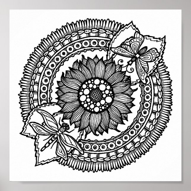 Blume in Mandala 2 Poster (Vorne)