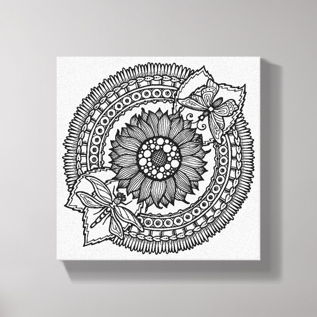 Blume in Mandala 6 Leinwanddruck (Vorderseite)