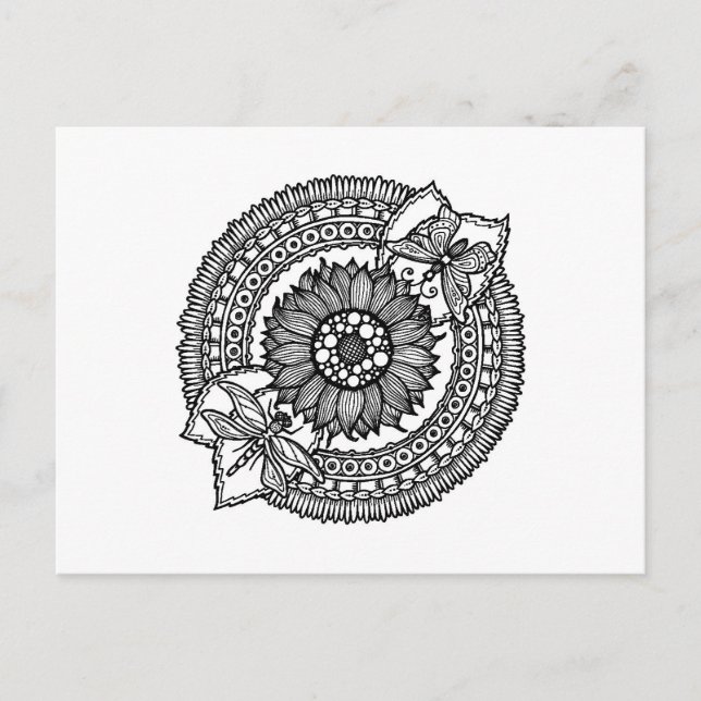 Blume in Mandala Postkarte (Vorderseite)