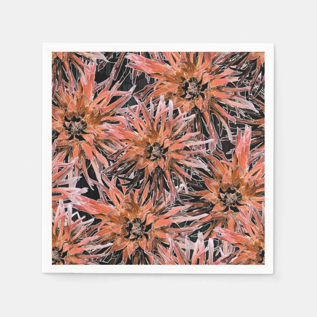 Blume in Orange und Braun. Serviette (Vorderseite)