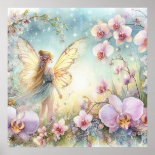Blume in Pastellfarben, Aquarell Poster