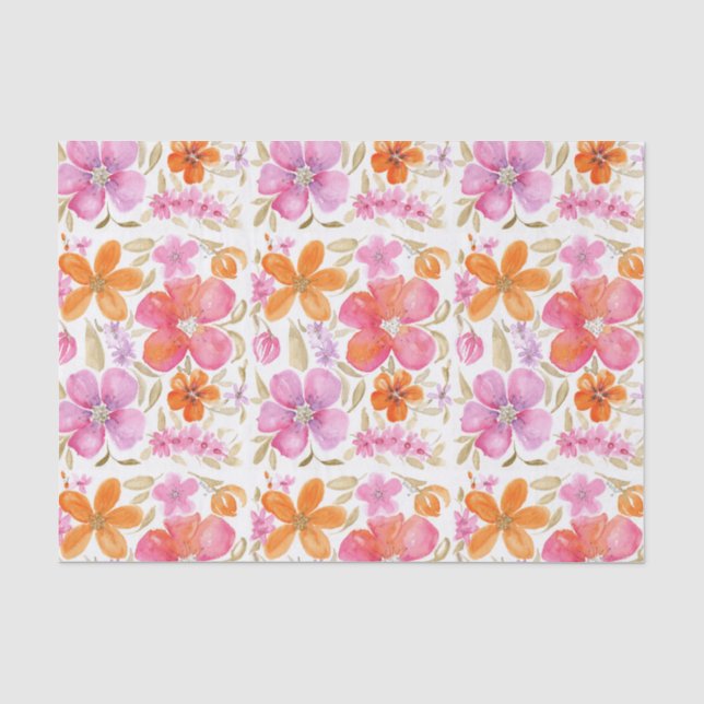 Blume in Rosa Orange Lila Seidenpapier (Vorderseite)