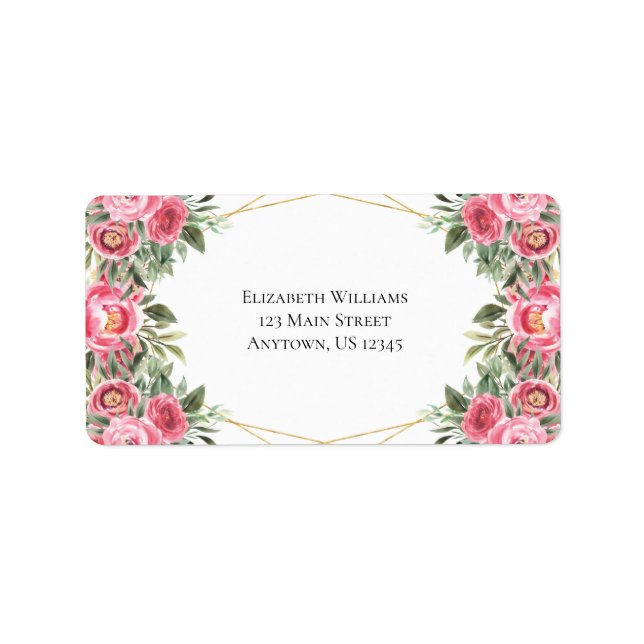 Blume in Rosa Rücksendeadresse Adressaufkleber (Vorne)