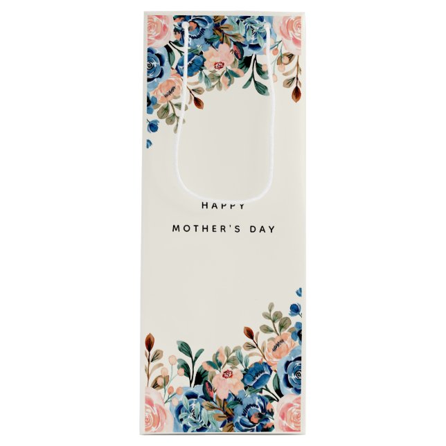 Blume in Rosa und Blau Geschenktüte Für Weinflaschen (Vorderseite)