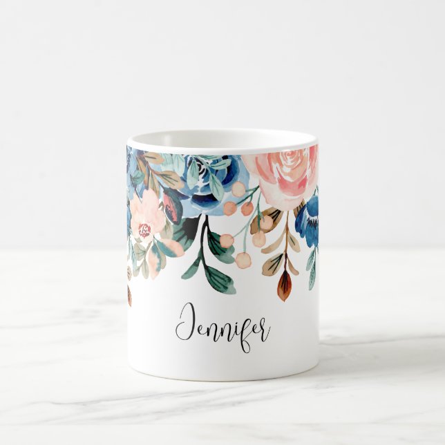 Blume in Rosa und Blau Kaffeetasse (Mittel)