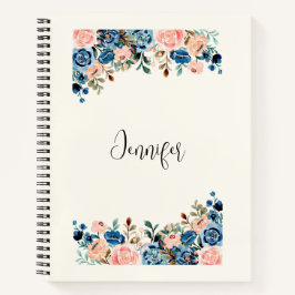 Blume in Rosa und Blau Notizbuch