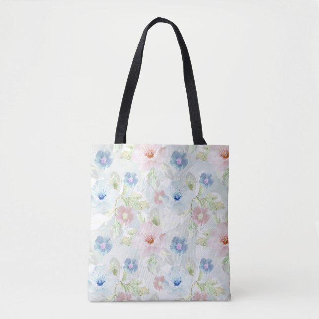 Blume in Rosa und Blau. Tasche (Vorderseite)