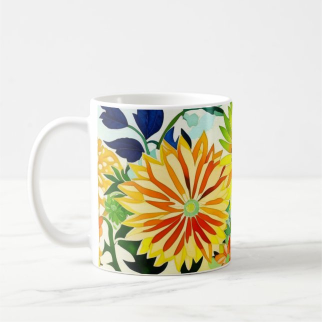 Blume in Rosa und Gelb Kaffeetasse (Links)