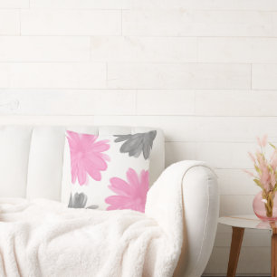 Blume in Rosa und Grau Kissen