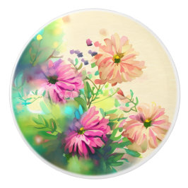 Blume in Rosa und Korallenwasser Keramikknauf
