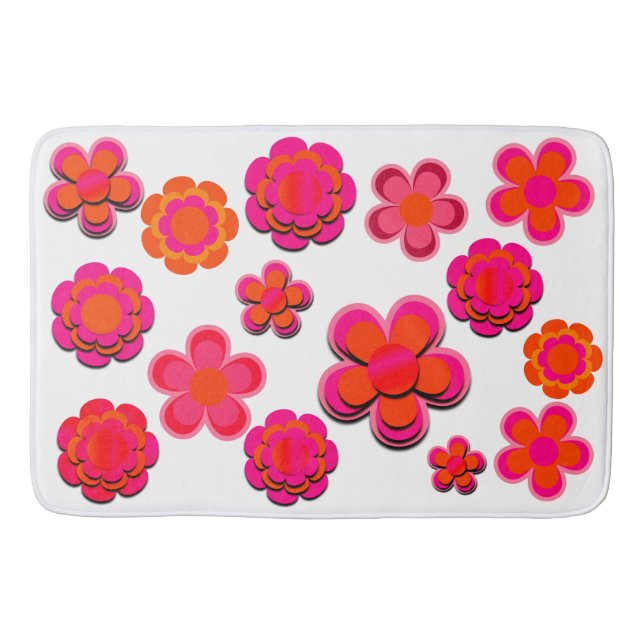 Blume in Rosa und Orange Badematte (Vorderseite)