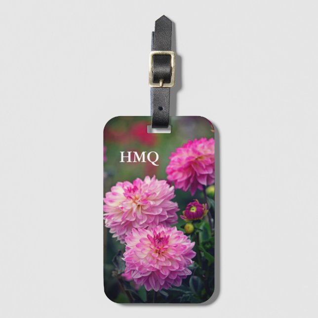 Blume in Rosa und Weiß Dahlia Gepäckanhänger (Vorderseite Vertikal)