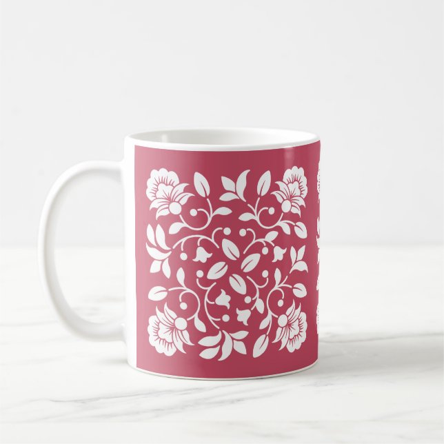 Blume in Rot und Weiß Kaffeetasse (Links)