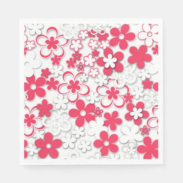 Blume in Rot und Weißpapier Serviette (Vorderseite)