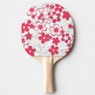 Blume in Rot und Weißpapier Tischtennis Schläger