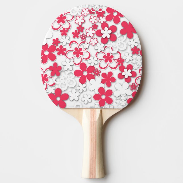 Blume in Rot und Weißpapier Tischtennis Schläger (Vorderseite)