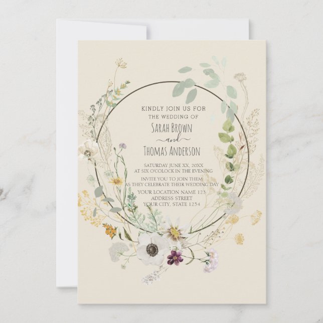 Blume in sanften Farbtönen Einladung (Vorderseite)