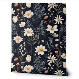 Blume in schwarz-blumenorange und beige tapete