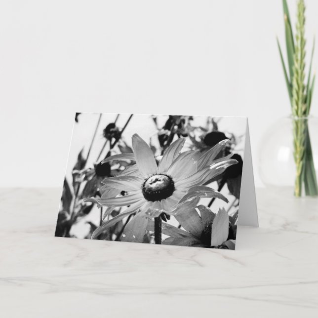 Blume in Schwarz und Weiß Karte (Vorderseite)