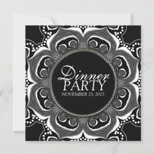 Blume in Schwarz und Weiß - Party nach Maß Einladung